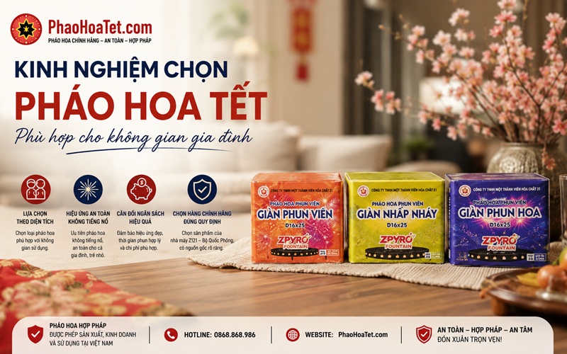 Kinh nghiệm chọn pháo hoa Tết phù hợp cho không gian gia đình