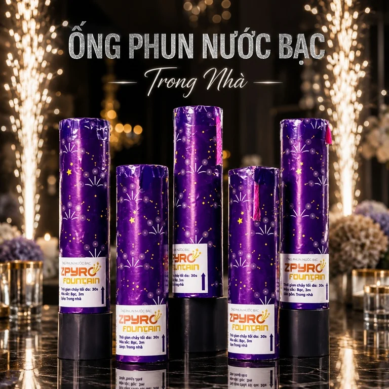 Ống phun nước bạc trong nhà
