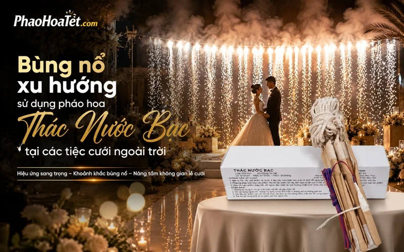 Bùng nổ xu hướng sử dụng pháo hoa Thác Nước Bạc tại các tiệc cưới ngoài trời
